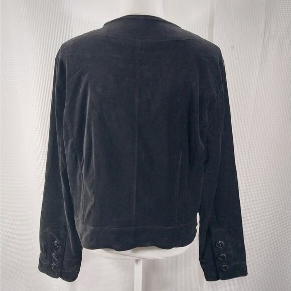 CHICO'S LUXE BLACK VELVETEEN CROPPED & TAILORED OPEN FRONT JACKET! SZ L - Picture 5 of 8